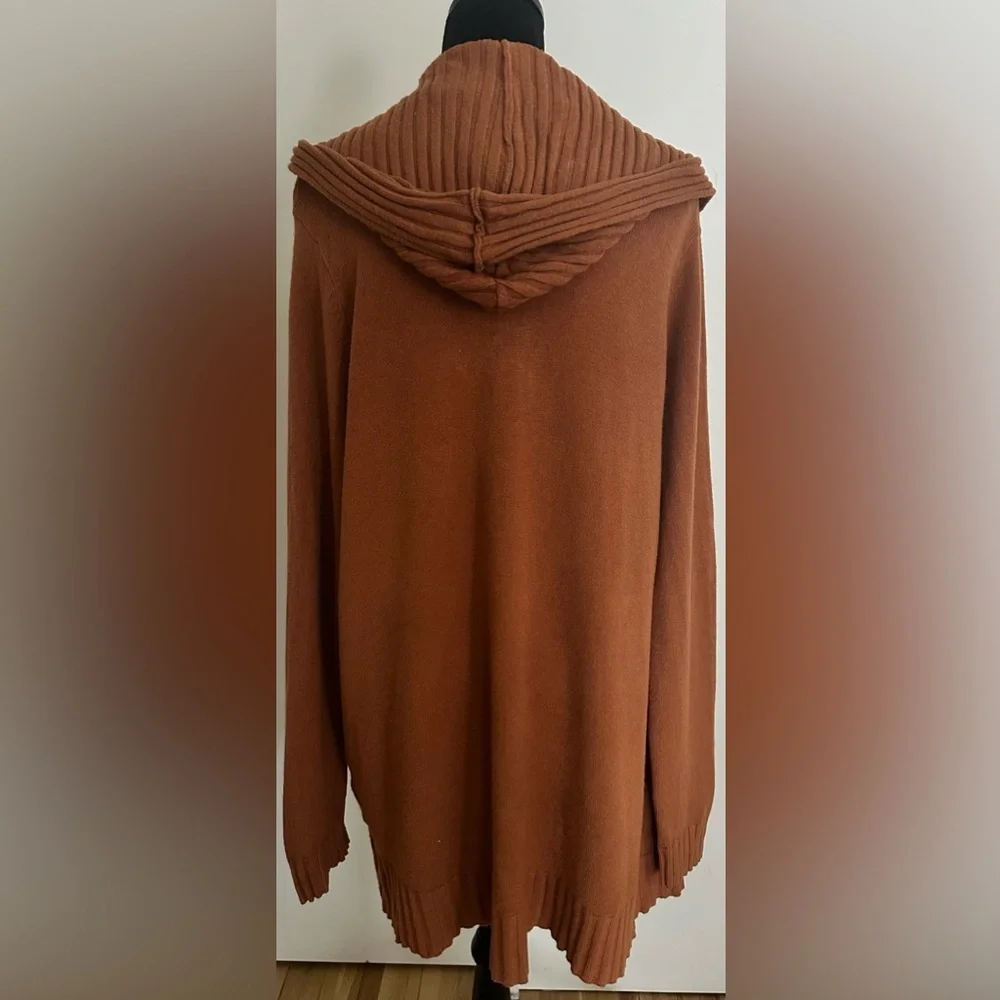 Cyrus Hooded Open Cardigan With Pockets In Saddle Color - Size XXL - Picture 4 of 5